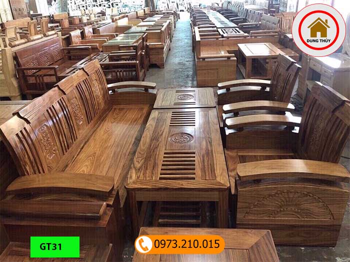 Bộ ghế đối tay cong gỗ hương xám GT31