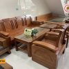 Bộ ghế đối tay cong dải quạt gỗ gõ đỏ GT30