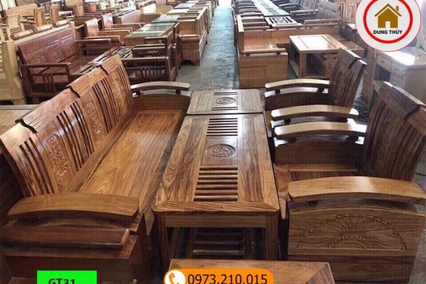 Bộ ghế đối tay cong gỗ hương xám GT31