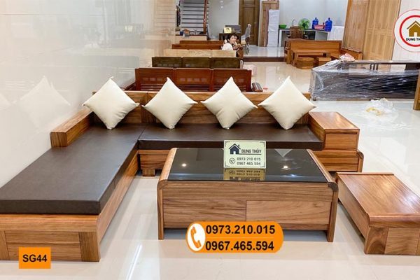 sofa chân cuốn gỗ hương xám SG44
