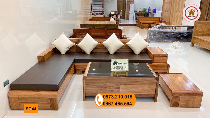 sofa chân cuốn gỗ hương xám SG44