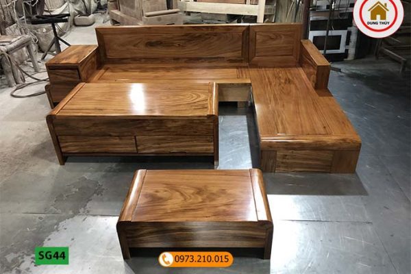 Bộ ghế sofa chân cuốn gỗ hương xám cao cấp SG44