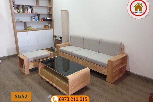 Bộ ghế sofa 1 văng 1 bàn nhỏ gọn gỗ sồi Nga SG52