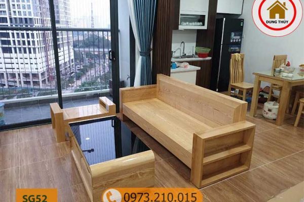 sofa phòng khách gỗ sồi ở văn phòng