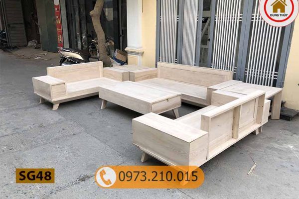 Bộ ghế sofa góc chữ U gỗ sồi Nga SG48