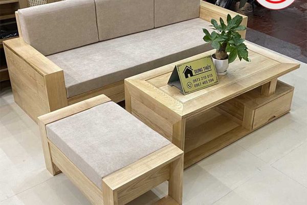 Bộ ghế sofa 1 văng 1 bàn nhỏ gọn gỗ sồi Nga SG52