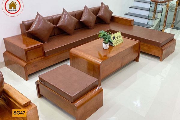Bộ ghế sofa chân cuốn gỗ sồi Nga SG47