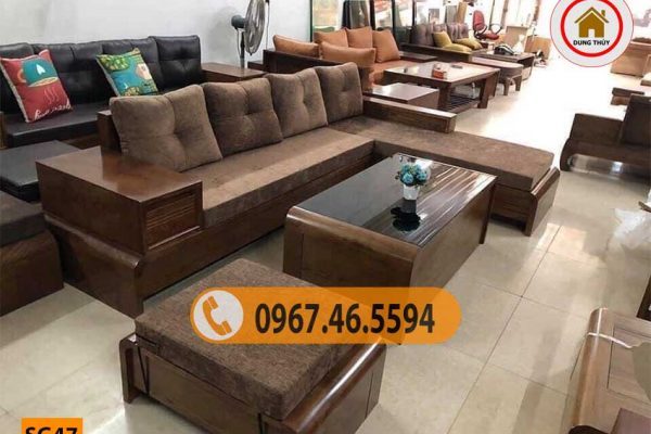 Bộ ghế sofa chân cuốn gỗ sồi Nga SG47