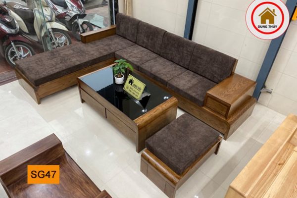 Bộ ghế sofa chân cuốn gỗ sồi Nga SG47