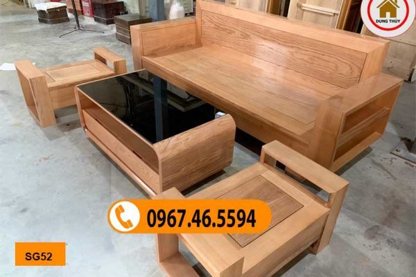Bộ ghế sofa 1 văng 1 bàn nhỏ gọn gỗ sồi Nga SG52