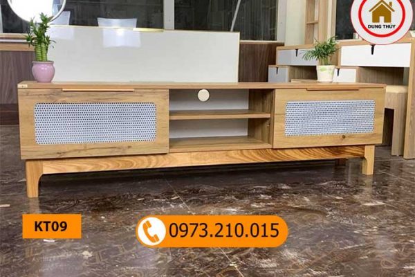 Kệ tivi 2 ô tủ lỗ gỗ sồi Nga KT09
