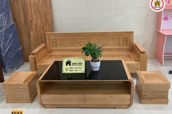 Bộ ghế sofa 1 văng 1 bàn nhỏ gọn gỗ sồi Nga SG52