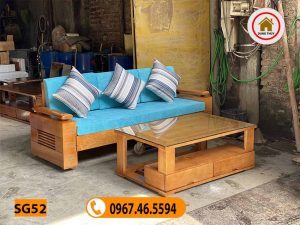 Bộ ghế sofa 1 văng 1 bàn nhỏ gọn gỗ sồi Nga SG52