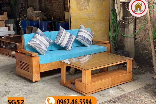 Bộ ghế sofa 1 văng 1 bàn nhỏ gọn gỗ sồi Nga SG52