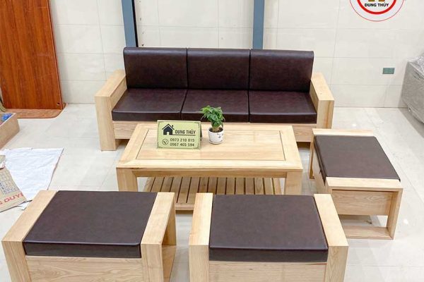 Bộ ghế sofa 1 văng 1 bàn nhỏ gọn gỗ sồi Nga SG52