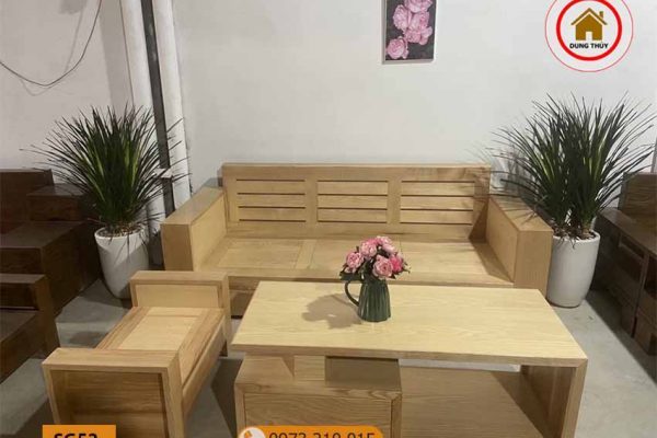 Bộ ghế sofa 1 văng 1 bàn nhỏ gọn gỗ sồi Nga SG52