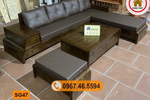 sofa chân cuốn gỗ sồi Nga SG47