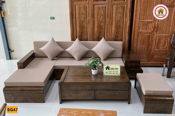 Bộ ghế sofa chân cuốn gỗ sồi Nga SG47