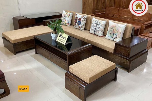 Bộ ghế sofa chân cuốn gỗ sồi Nga SG47
