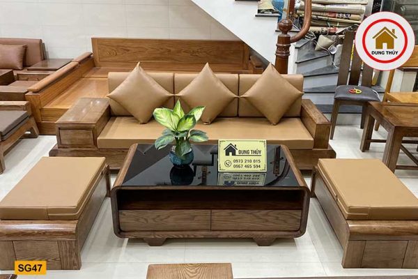 sofa chân cuốn kèm bàn bom SG47