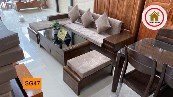 Bộ ghế sofa chân cuốn gỗ sồi Nga SG47