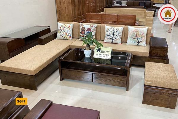 Bộ ghế sofa chân cuốn gỗ sồi Nga SG47