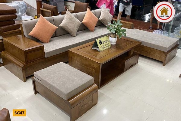 sofa góc chữ L gỗ sồi Nga SG47 đẹp