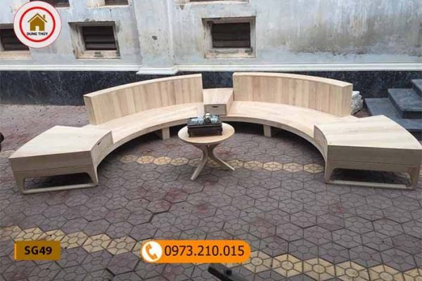Bộ ghế sofa hình vòng cung gỗ sồi Nga SG49
