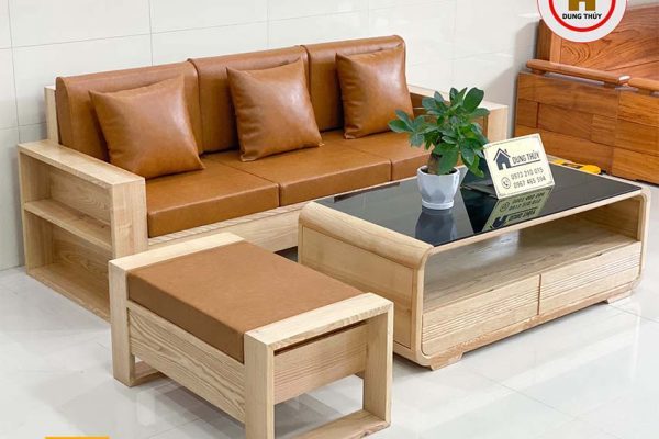 Bộ ghế sofa 1 văng 1 bàn nhỏ gọn gỗ sồi Nga SG52