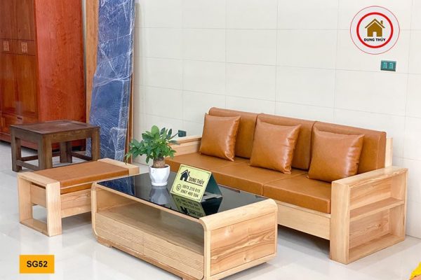 Bộ ghế sofa 1 văng 1 bàn nhỏ gọn gỗ sồi Nga SG52
