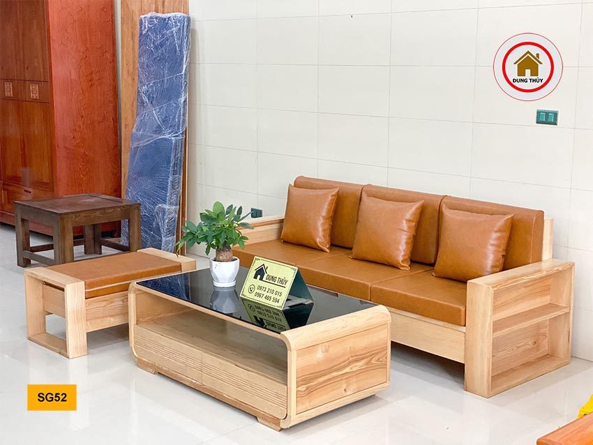 Bộ ghế sofa 1 văng 1 bàn nhỏ gọn gỗ sồi Nga SG52