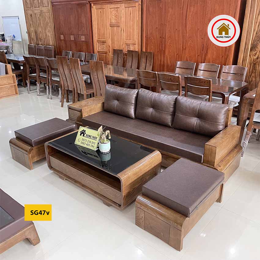 sofa văng chân cuốn gỗ sồi Nga SG47v