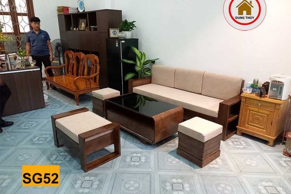 sofa văng gỗ sồi SG52