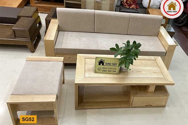 Bộ ghế sofa 1 văng 1 bàn nhỏ gọn gỗ sồi Nga SG52