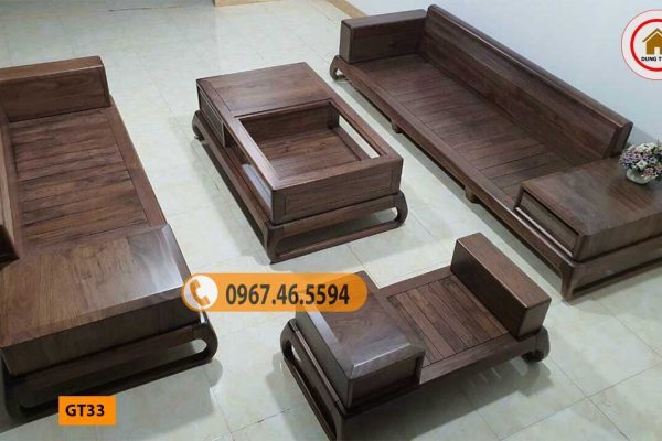 Bộ ghế đối chân quỳ gỗ óc chó GT33