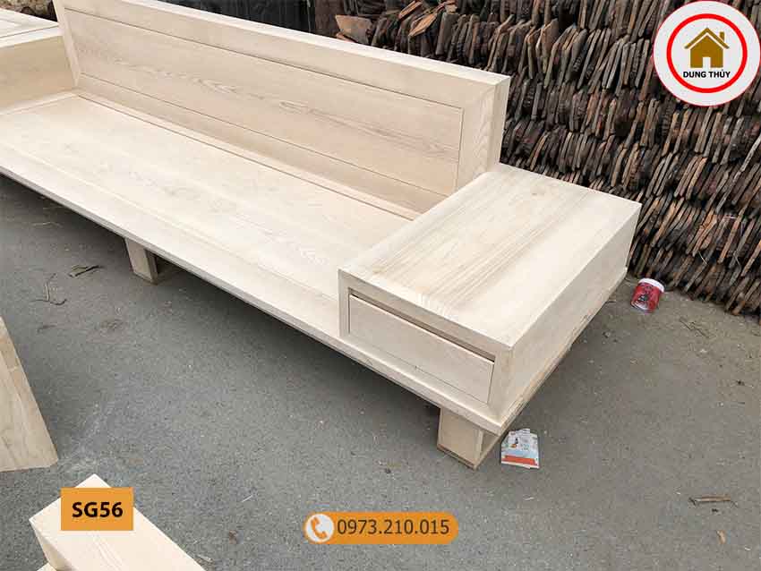 Bộ ghế sofa 2 văng chân đứng vuông gỗ sồi Nga SG56
