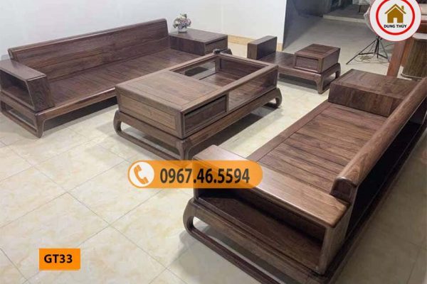 Bộ ghế đối chân quỳ gỗ óc chó GT33
