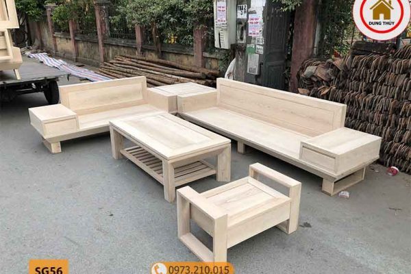 Bộ ghế sofa 2 văng chân đứng vuông gỗ sồi Nga SG56