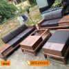 Bộ ghế sofa 2 văng chân quỳ chữ U gỗ óc chó SG53