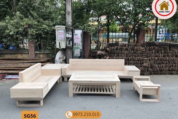Bộ ghế sofa 2 văng chân đứng vuông gỗ sồi Nga SG56