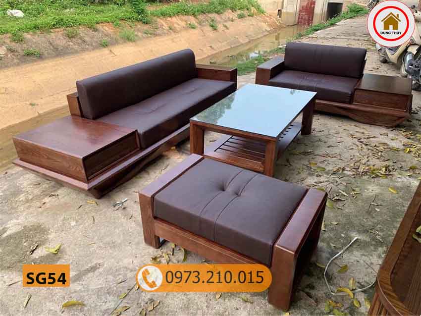 Bộ ghế sofa 2 văng chân vát gỗ sồi Nga SG54