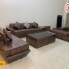 sofa 2 văng chân thuyền vát gỗ óc chó SG54