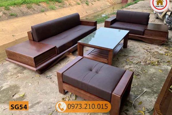 Bộ ghế sofa 2 văng chân vát gỗ sồi Nga SG54