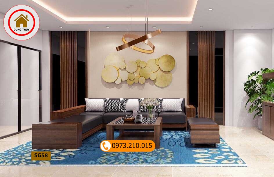 Bộ bàn ghế sofa 2 tay gỗ hương xám SG58