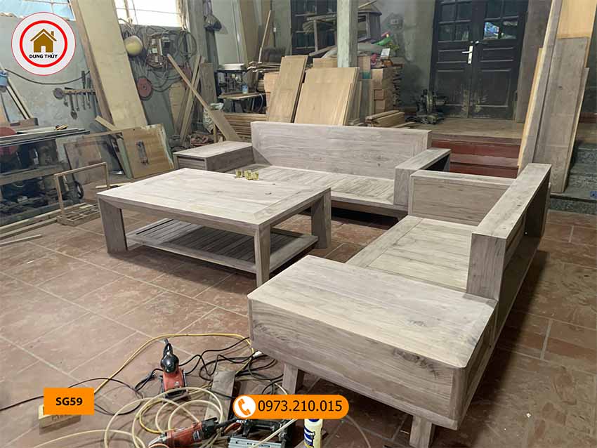 Bộ ghế sofa 2 văng chân oải gỗ óc chó Bắc Mỹ SG59