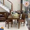 Bộ bàn ăn 4 ghế mặt bàn chữ nhật gỗ sồi Nga BA17