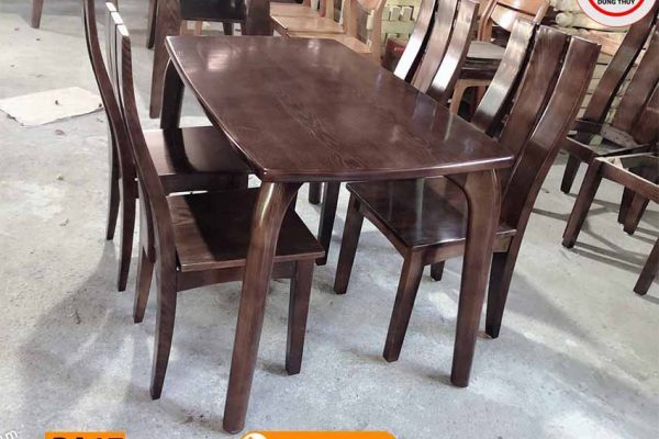 Bộ bàn ăn 4 ghế mặt bàn chữ nhật gỗ sồi Nga BA17