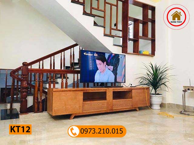 Kệ tivi chân oải 2 ô tủ gỗ sồi Nga KT12