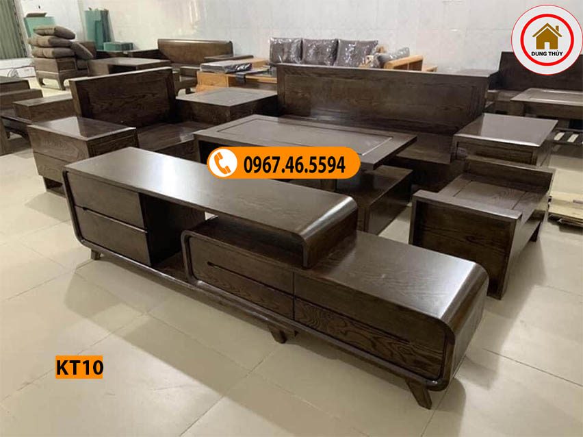 kệ tivi gỗ sồi Nga chân oải hiện đại KT10
