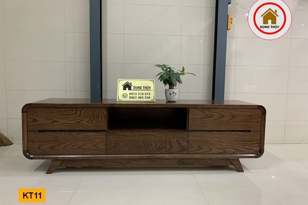 Kệ tivi chân oải 5 ngăn kéo gỗ sồi Nga KT11